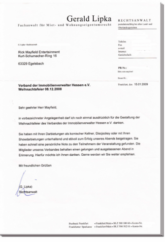 Komischer Kellner Frankfurt - Rick Mayfield Entertainment - Referenzen 11